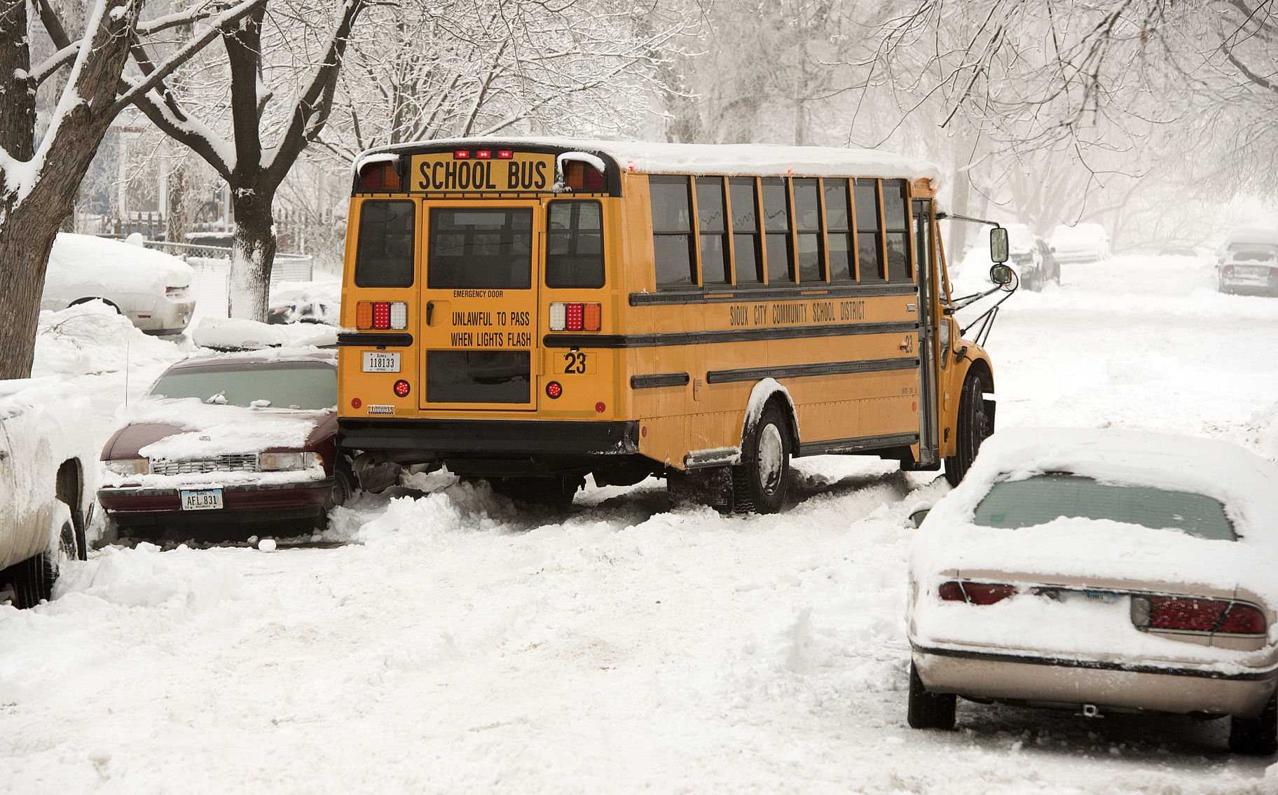Stuck school bus